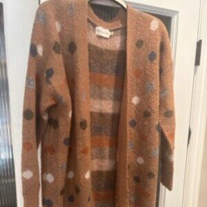 DREAMERS camel color polka dot cardigan